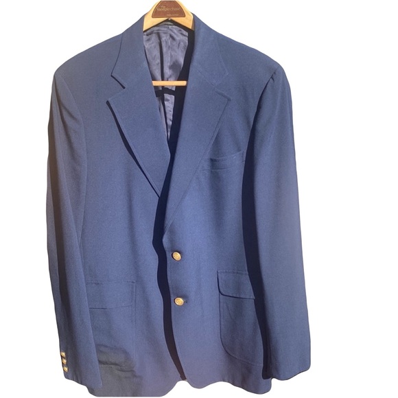 Navy Blazer antique designer Gold Buttons sport Coat 42 R - Picture 5 of 16